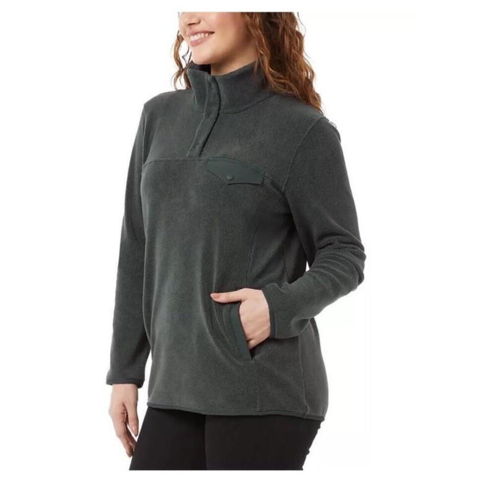 32 Degrees Ladies Snap Fleece Pullover Woodland Grey W14 Small